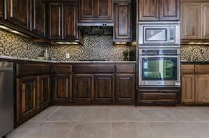 Kitchen Cabinets with Brown Floor Tile